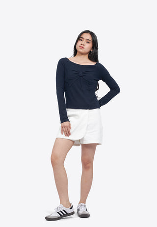 Long Sleeve Top with Front Ribbon