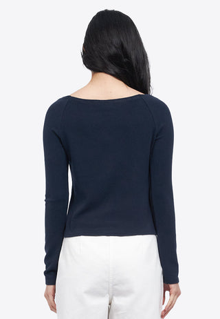 Long Sleeve Top with Front Ribbon