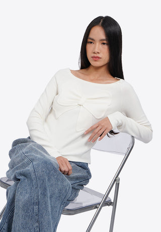 Long Sleeve Top with Front Ribbon