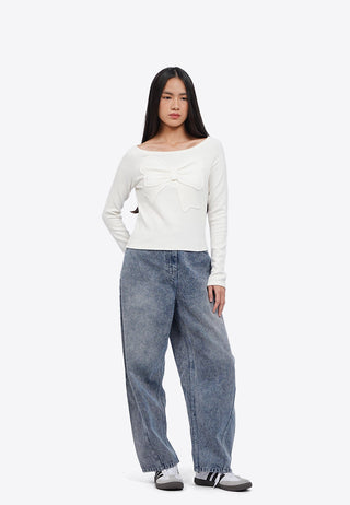 Long Sleeve Top with Front Ribbon