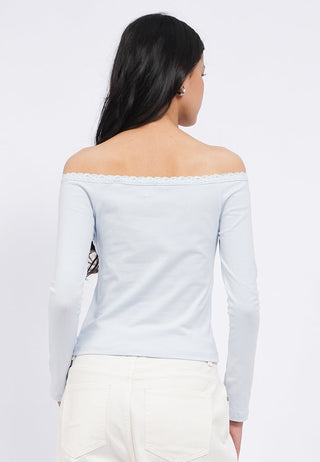 Off Shoulder Long Sleeve Lace Top