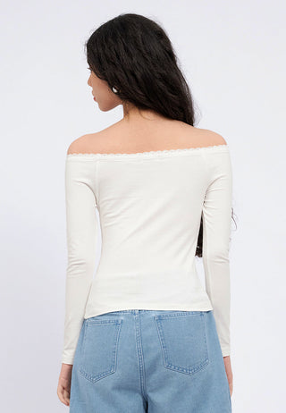 Off Shoulder Long Sleeve Lace Top
