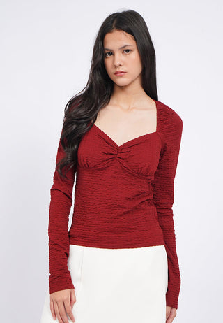 Textured Long Sleeve Knit Top