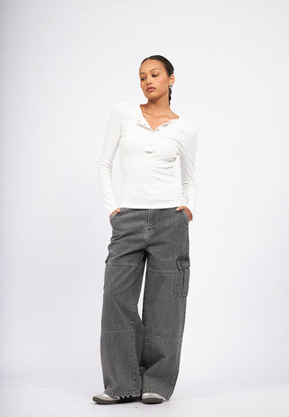 Button Up Long Sleeve Top