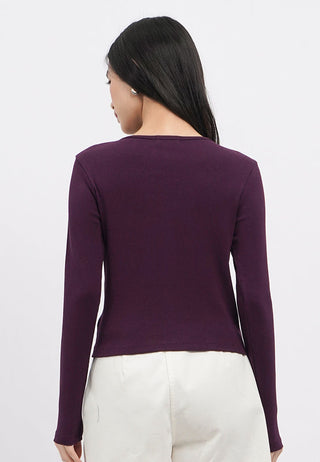 Long Sleeve Textured Henley Top