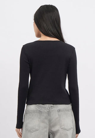 Long Sleeve Textured Henley Top