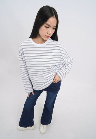 Oversized Long Sleeve Stripes T-Shirt