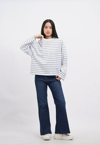 Oversized Long Sleeve Stripes T-Shirt
