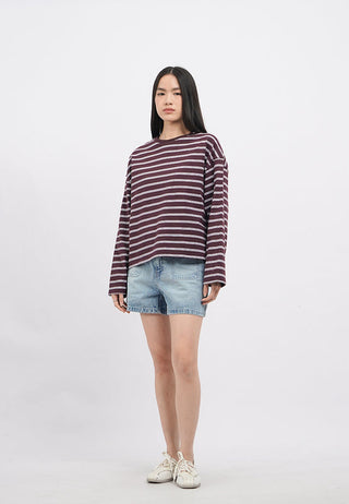 Oversized Long Sleeve Stripes T-Shirt
