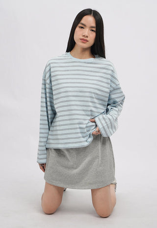 Oversized Long Sleeve Stripes T-Shirt