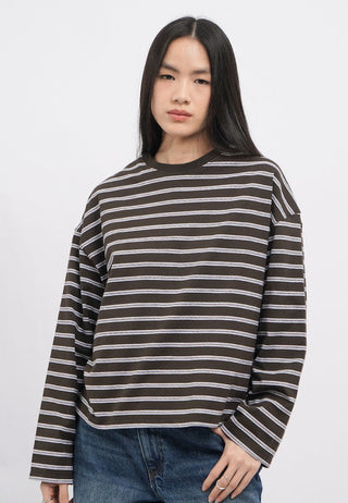 Oversized Long Sleeve Stripes T-Shirt