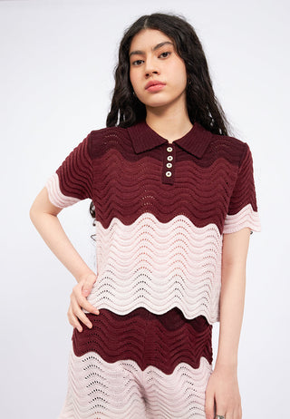 Wavy Gradient Short Sleeve Top
