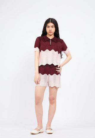 Wavy Gradient Short Sleeve Top