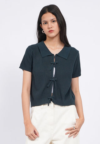 Tied Details Short Sleeve Knit Top