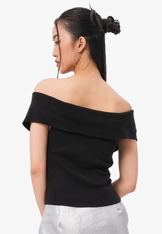 Zipped Up Off Shoulder Top