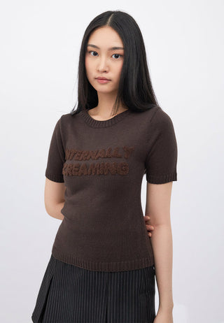 Braided Details Short Sleeve Knit Top