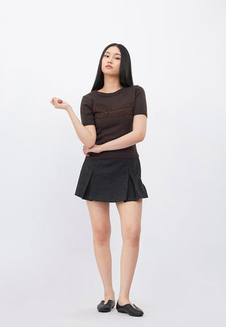 Braided Details Short Sleeve Knit Top