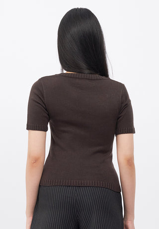 Braided Details Short Sleeve Knit Top