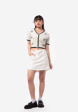 Short Sleeve Top with Contrast Ribbon