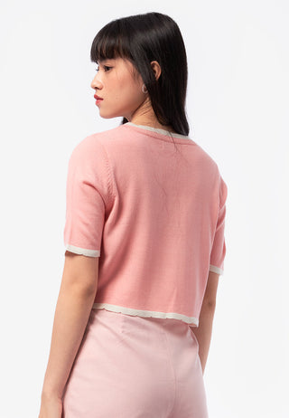 Short Sleeve Top with Contrast Ribbon