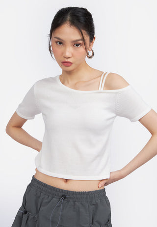 Asymmetric Knit Crop Top