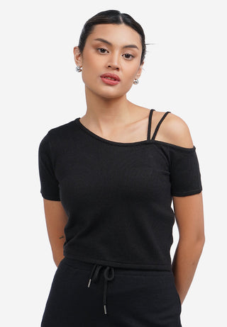 Asymmetric Knit Crop Top