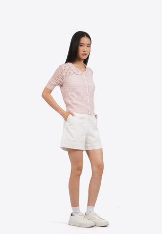 Short Sleeve Knit Collar Top