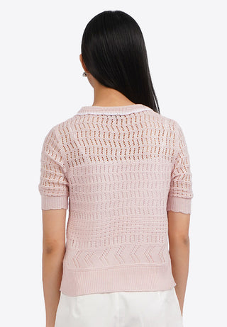 Short Sleeve Knit Collar Top