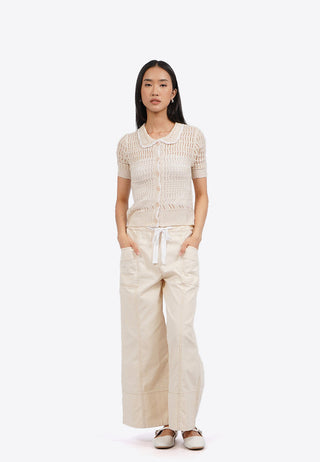 Short Sleeve Knit Collar Top