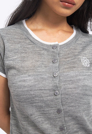 Contrast Details Short Sleeve Knit Top