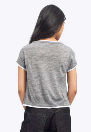 Contrast Details Short Sleeve Knit Top