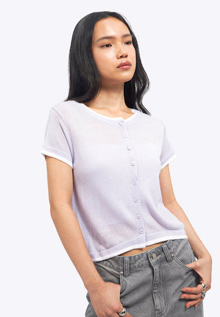 Contrast Details Short Sleeve Knit Top
