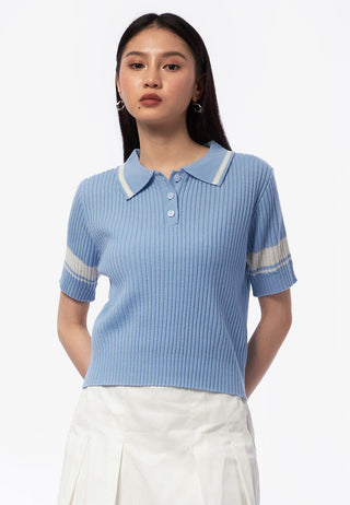 Collar Button Up Knit Top