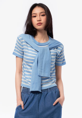 Short Sleeve Striped Knit Top