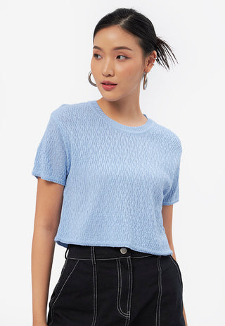 Textured Short Sleeve Knit Top