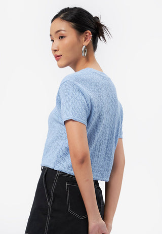 Textured Short Sleeve Knit Top