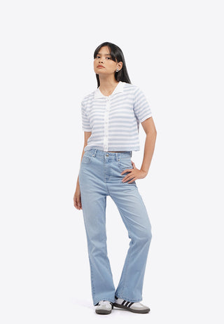 Short Sleeve Striped Knit Top