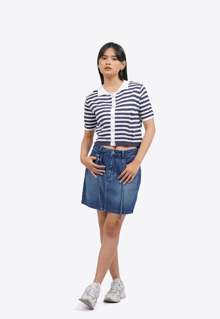 Short Sleeve Striped Knit Top