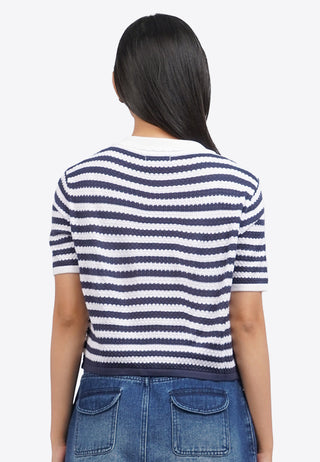 Short Sleeve Striped Knit Top