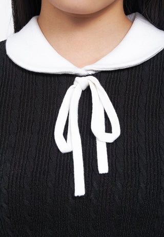 Tied Collar Knit Polo Top