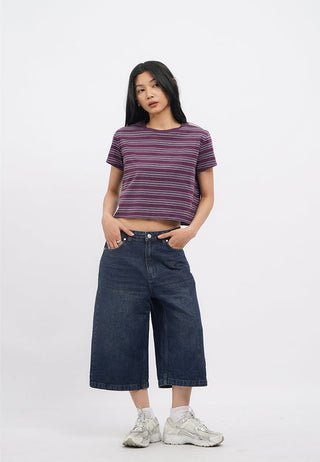 Short Sleeve Stripes Crop T-Shirt