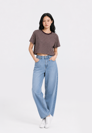 Short Sleeve Stripes Crop T-Shirt