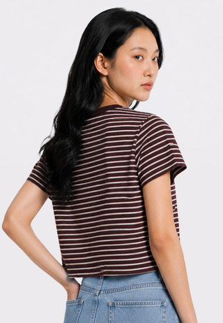Short Sleeve Stripes Crop T-Shirt