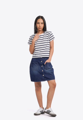 Short Sleeve Stripes Crop T-Shirt