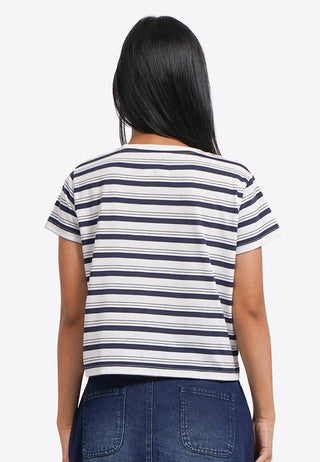 Short Sleeve Stripes Crop T-Shirt