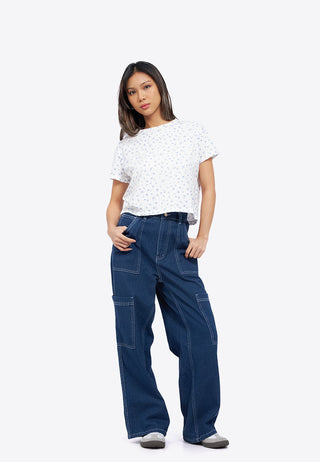 Full Print Short Sleeve Crop T-Shirt