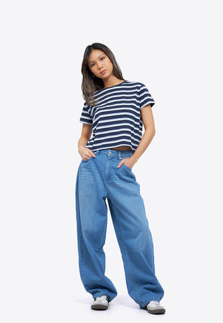 Short Sleeve Stripe Crop T-Shirt