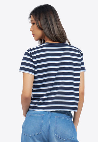 Short Sleeve Stripe Crop T-Shirt
