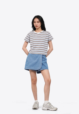 Stripes Short Sleeve Crop T-Shirt