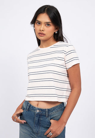 Short Sleeve Stripes Crop T-Shirt